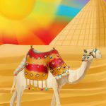Dibujo de Camello y Piramide en el desierto