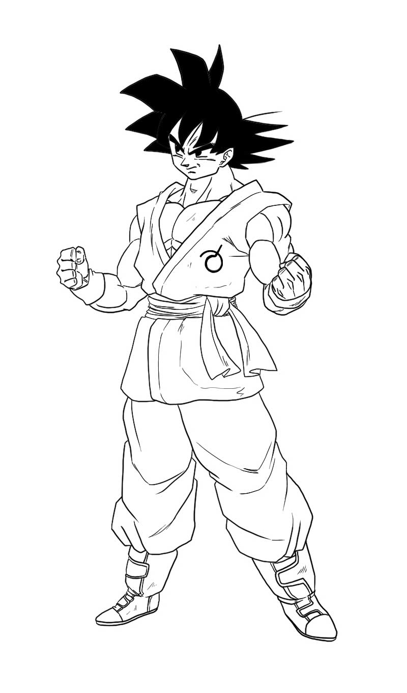 Dibujo de Goku Fase Normal para Pintar - Dibujos Fáciles