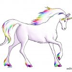 Dibujo de Unicornio a Lapiz con colores arcoiris