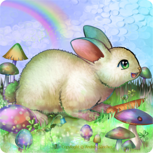 conejo y arcoiris infantil