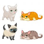Un Dibujo con cuatro Gatos Tiernos