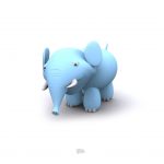 Dibujo de elefante color celeste en 3d