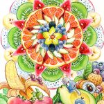Mandala frutal pintada a color