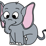Dibujo de Elefante infantil sentado para imprimir