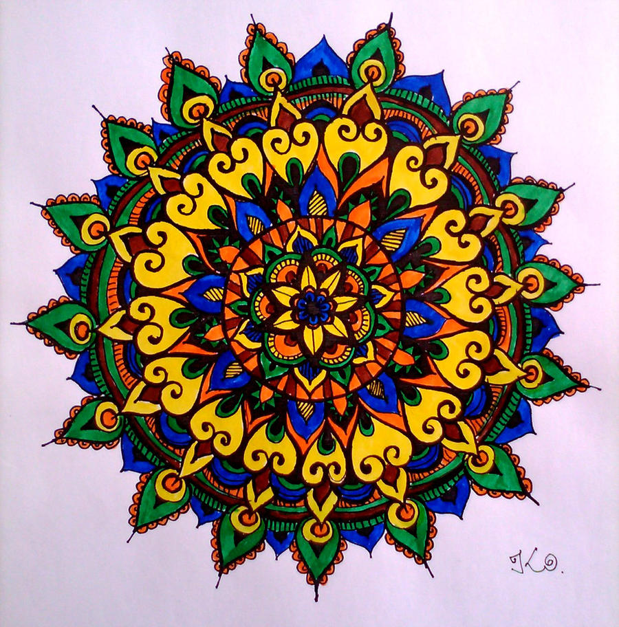 Dibujo de Mandala de flores pintadas