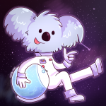 Dibujo infantil de un koala astronauta