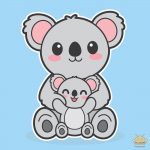 Dibujo de Koala madre y koala bebe